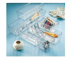 iDesign Cubertero para dividir cajones, separador de cajones mediano de plástico, ideal como organizador de cajones de cocina, transparente