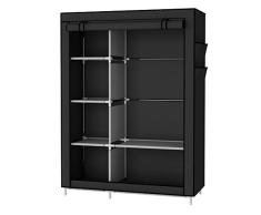 UDEAR Armario Closet Organizador Plegable para Ropa Ropero Resistente al Polvo Guardarropa Negro 105 x 45 x 170 CM