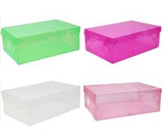 20 x caja de zapatos apilable de plástico plegable caja organizadora con tapa, color al azar