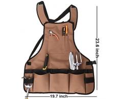 ParaCity - Delantal de almacenamiento multifuncional con 17 bolsillos, lona de alta calidad, ajustable, ideal para jardín, cocina, taller, garaje, cerámica