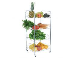 MSV Carrito DE Cocina Multiuso 4 Niveles Blanco, Acero, 75x41x26.5 cm