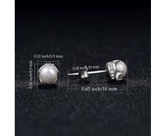 J.Vénus Pendientes Plata de Ley 925 con Perlas de agua dulce para Mujer con Hermosa Caja