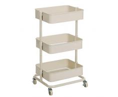 SONGMICS Carro de Almacenamiento de 3 Niveles, Estantería con Ruedas, con Estantes Ajustables en Altura, con 2 Frenos, Montaje Sencillo, para Baño, Cocina, Oficina, Blanco BSC60WT