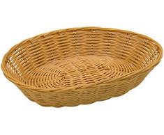 Fackelmann Cesta Multiusos de Polietileno para servir Pan, Fruta y Alimentos, 28X22X6Cm, Color Mimbre natural, Apta para limpieza en Lavavajillas,1 ud.