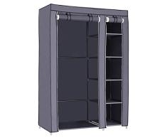 SONGMICS Armario de Tela para Ropa, Organizador Textil Plegable, 175 x 110 x 45 cm, Gris LSF007G