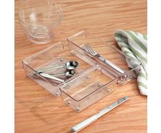 InterDesign Linus Organizador de cajones, cubertero para cajones de cocina extrapequeÃ±o en plÃ¡stico para guardar utensilios, transparente
