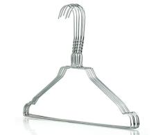 Hangerworld 50 Perchas 33cm Tamaño Cadete Metal Plateado con Muescas Antideslizantes Ahorra Espacio