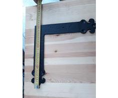 Escuadra de forja rustica amartillada herrajes para puertas de madera granero, cobertizo 30 CM.