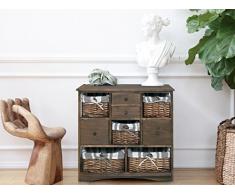 Mueble cajonera cajón de la cómoda de 8 cajones cestas de mimbre de color marrón vintage viejo (0-1665B)