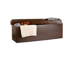 Relaxdays Baúl Almacenamiento Plegable con 2 Compartimentos, Piel Sintética, Marrón, 38 X 114 X 38 Cm