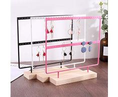MZY1188 Organizador de Pendientes de Madera de 44 Agujeros, Estante para Pendientes, Soporte para Joyas, Collar, Estante para Pulsera, 2 Capas, Soporte de exhibición de Joyas