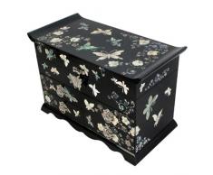 Cofre Joyero con Madreperla Diseño de Mariposas y Flores para Joyería Bisutería Anillos Collares Regalo de Mujer Cajita Organizadora con Cajones