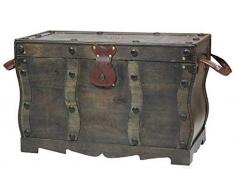 Vintiquewise Estilo Antiguo Envejecido de Madera Cofre del Tesoro Pirata, Mesa de café Trunk