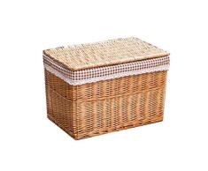Cesta de almacenamiento Dirty Hamper Rattan Toy Storage con tapa dfgdfgdgf/Los 52 × 34 × 34cm