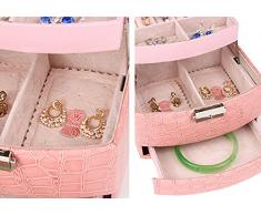 butterme Joyero Chica 3 capas 1 cajón organizador de joyas reflejada Mini viaje caso con candado de seguridad para viaje hogar