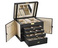 SONGMICS Caja joyero Organizador para Anillos Collares 30 x 25 x 22 cm Nergo JBC217