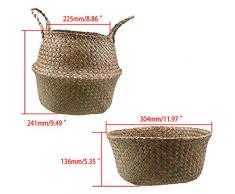 Tianliang04 Cesta De Almacenaje De Mimbre Pote De La Flor Plegable Canasta De Paja Florero Colgaderas Inicio Cesta De Almacenamiento Jardín Sembradora Pot Organización,M