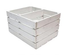 Kontorei® - Caja para fruta (también ideal para zapatos y CD, apilable, madera natural, color blanco