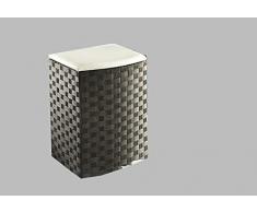 Rattan im Trend - Cesto esquinero para ropa (nailon, sirve como taburete), color negro y blanco