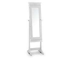 Oneconcept Patricia Mueble joyero (165 cm Altura Total, iluminación LED, Espejo de Suelo Giratorio de 97 cm, más de 100 Compartimentos, Llave para Cierre Seguridad) - Blanco
