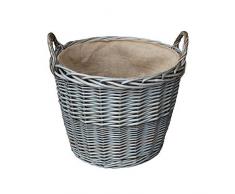 Cesta Grande de Mimbre con Acabado deslavado y Antiguo para leños