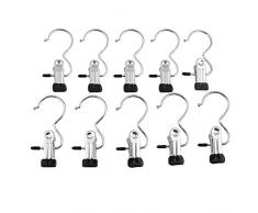 Kicode 10 Piezas Ganchos de Metal portátiles de lavandería Clips multifuncionales Ropa Botas Percha Hold Clips