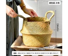 SQBJ Nordic creativo cesta plegable canasta tejida de algas Ficus lyrata rattan canastas de lavandería canasta de flores bolsa,el gran azul,en color paja