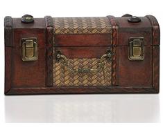Brynnberg - Caja de Madera Cofre del Tesoro Pirata de Estilo Vintage, Hecha a Mano, Diseño Retro 25x12x12cm