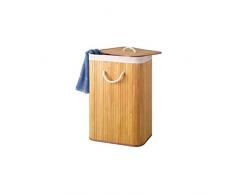Perel HP100203 - Cesto para ropa de bambú natural con tapa y bolsa.