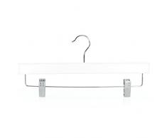 Hangerworld 5 Perchas 36cm Madera Recta Lacado Blanco con Pinzas de Metal para Faldas y Pantalones
