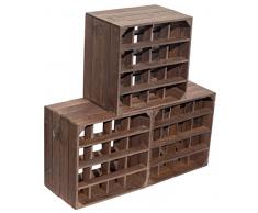 Kistenkolli Altes Land 'Botellero 16er Color Blanco/Natural/, vetado/Oscuro, Medidas 40 x 40 x 27 cm Caja Botella Estante Botellero Estantería Manzana Caja/cajón-estantería (Oscuro)