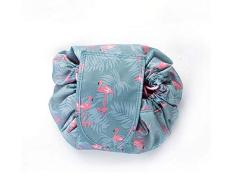 Bolsa de Cosméticos,Bolsa de Maquillaje, Organizador de un Solo Paso con Diseño de Cordón, Bolsa de Cosméticos para Señoras Perezosas (Gris Flamenco)