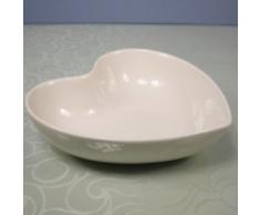 Cuenco de cerámica brillante con forma de corazón con protectores fieltro - Color a elegir: rojo, negro, blanco o rosa