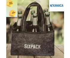 KAMACA – Bolsa para 6 Botellas de Cerveza, portabotellas, Cesta para Transportar Botellas de Cristal, Bolsa de Fieltro con Bordado, Idea Hombres
