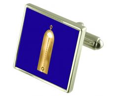 Caja de plata maciza grabada con Junior Warden Masónica gemelos Square