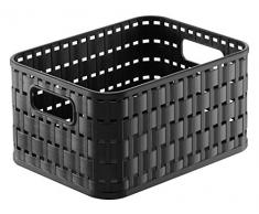 Rotho Country - Caja de almacenaje con efecto de mimbre, Negro, A6