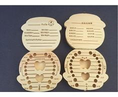 Leisial Caja de Almacenamiento de Dientes de Leche Souvenir Caja Guardar Madera Diente Organizador de la Caja para Niños Niñas Bebé 1pc(Español)