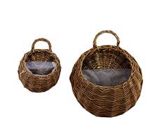 Ruier-hui 2 PCS Cestas de Mimbre Colgantes de Pared Macetas de Flores y Plantas Macetas Decorativas Canasta de Flores Hecho a Mano Decoración para Hogar