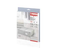 Rayen - Funda de tela para ropa con cremallera, rejilla transpirable, plegable y resistente, 55 x 65 x 20 cm, Gris Claro/TranslÃºcido