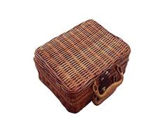 Cesta Armario Rejilla Caja de plástico Joyas Armario de escritorio Armario de cajón de ratán Cesta de mimbre Cesta de picnic Misceláneas Papelera Con asa Cesta de Estante grande Maleta vintage, Recole