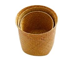 GJDBBLY Cestas Mimbre Estilo Nórdico Tejido A Mano Maceta Flor Flor Flor Rattan Cesta Planta Plegable Pasto Marino Cesta De Lavandería 19 x 19cm como se Muestra