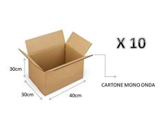 10 cajas de cartón de 40 x 30 x 30 cm - Embalaje de cartón de una sola onda para envíos/almacén/traslúcidos en caja neutra