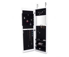 duehome - Espejo joyero, organizador de joyas, espejo colgado en la puerta acabado color Blanco, Lady