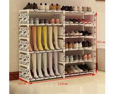 Organizador De Calzado Alto De Acero Inoxidable Plegable Organizador De La Caja De Zapatos Soporte De Almacenamiento 6 Tier Holder Para Botas Shoes120 * 85 * 30cm ( Color : Blanco )