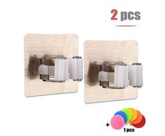 Colgador Escobas y Fregonas Adhesivo, Morbuy 3M Ganchos Multiuso Fregona Escoba Organizador de Soporte Autoadhesivo Perchero Soportes de Pared Almacenamiento Ganchos (9x9cm/ 2PC)