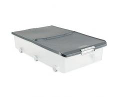 Tatay 1151122 Caja de Almacenamiento Multiusos bajo Cama Ruedas 63 l de Capacidad plástico Polipropileno Libre de bpa Transparente con Tapa, Gris, 45 x 78 x 18 cm