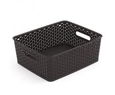 Curver - Cesta Organizadora Multiusos MyStyle M 13L. con Asas - Color Chocolate