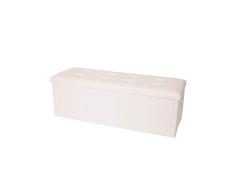 Rebecca Mobili Puff contenedor blanco, baúl de piel sintética para almacenar, plegable, con tapa- Medidas: 38 x 110 x 38 cm ( AxANxF) - Art. RE4907