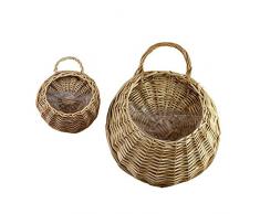 circulor Mimbre Colgante Cesta De Flores, Mimbre Natural Trenzado Colgante Maceta Tejida A Mano Cesta De Mimbre Cesta Decorativa Arte De La Pared Puerta Decoración del Hogar