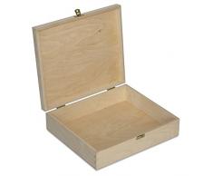 Creative Deco Plana Caja Madera para Decorar con Tapa | 29 x 25 x 6,5 cm | Decoracion Decoupage Almacenaje Herramientas Documentos Objetos de Valor Juguetes